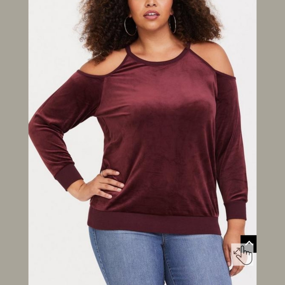 Velvet Cold Shoulder Sweatshirt